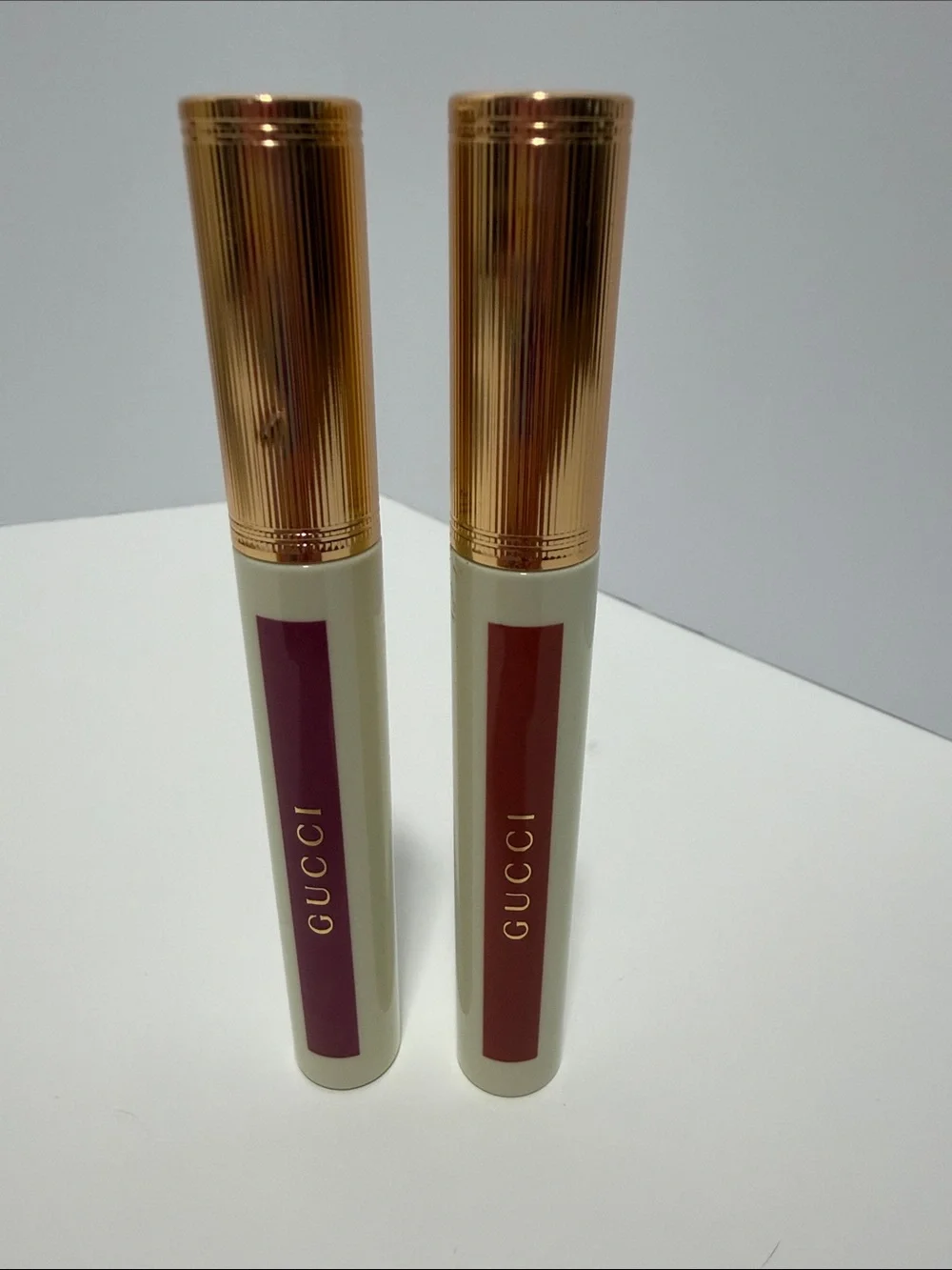 2 Gucci Liquid Lip Colors in Plum & Brick 217 & 225